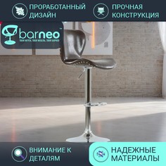 Барный стул лофт BarneoPro N-87 Over Коричневый глянец, экокожа Хром