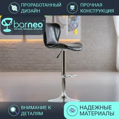 Барный стул со спинкой BarneoPro N-87 Over Черный глянец, экокожа Хром