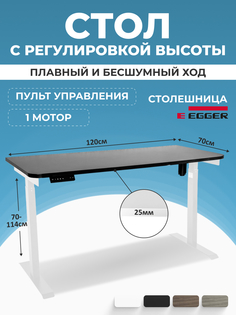Компьютерный стол LuxAlto с регулировкой высоты, Черный 1200x700 мм