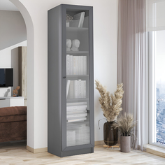 Шкаф книжный QualisMebel Brams One 500х550х2300, Графит