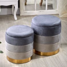Пуфы с крышкой Glasar 49-333/BM 2 шт, серый ГЛАСАР