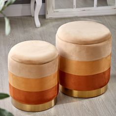 Пуфы с крышкой Glasar 49-332/BM 2 шт, оранжевый ГЛАСАР
