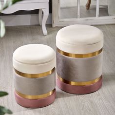 Пуфы с крышкой Glasar 49-335/BM 2 шт, бежевый ГЛАСАР