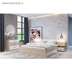 Спальня Леси, кровать 1600, тумбы 2 шт, комод, Дуб сонома/Белый No Brand