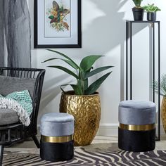 Пуфы с крышкой Glasar 2 предмета 36х36х45, 31х31х39см ГЛАСАР