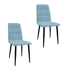 Комплект стульев 2 шт. M-GROUP Леон Классика, небесно-серый , чёрные ножки 2 шт