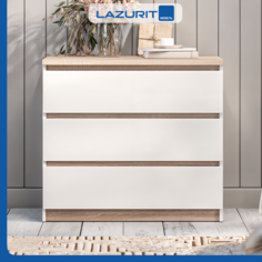Комод Lazurit Scandi 3 ящика 78.6x50.4x70.7 см белый / сонома Лазурит