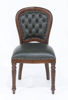 Стул деревянный Classica mebel UN-28161 натуральная кожа зелёный 46х47х98