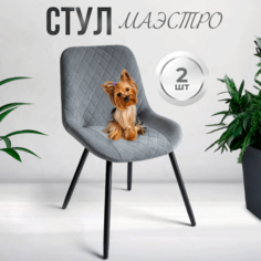 Стул для кухни Маэстро, серый, черные ножки, 2 шт. No Brand