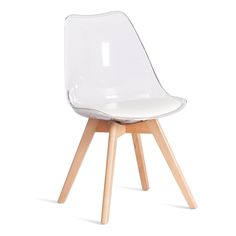 Стул ТС Tulip прозрачный 47,5 x 55 x 80 см экокожа и бук No Brand