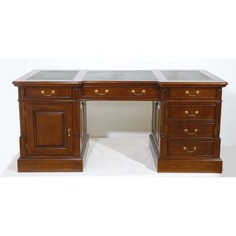 Стол руководителя Classica mebel зеленая кожа 180x75x80 см Итальянский орех