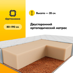 Матрас Monolit Premium Cocos 80х190 (800х1900) с ортопедическим эффектом, беспружинный Ортомакс