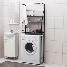 Стеллаж над стиральной машинкой со штангой для сушки, 66x25x175 см, цвет чёрный No Brand