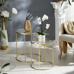 Столики интерьерные Glasar 2 шт, 50х50х55, 40х40х45см ГЛАСАР