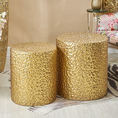 Столики Glasar Калахари золотые 52х52х56; 44х44х51см ГЛАСАР