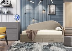 Кровать с выдвижными ящиками Берёзка "Ника" правый угол Velutto 05