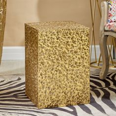 Столик интерьерный Glasar Калахари золотой 38х38х50см ГЛАСАР