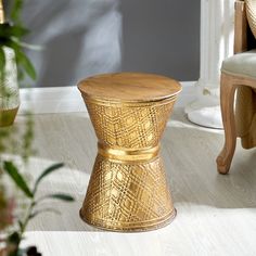 Столик интерьерный Glasar Алжир золотой 36х36х47см ГЛАСАР