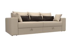 Диван еврокнижка НОНТОН Майами, 250x105x90 см, экокожа бежевая / коричневая