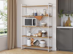 Стеллаж Loftyhome Мальборк 120 Дуб Золотой с белым основанием