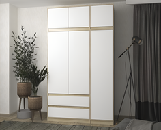 Шкаф книжный QualisMebel Chelsea 2-2 1200х450х2200, Дуб Сонома/Белый