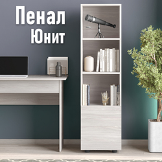Шкаф пенал Юнит напольный, с дверкой, шимо светлый No Brand