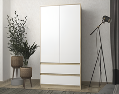 Шкаф книжный QualisMebel Chelsea 3-3 1200х400х2300, Дуб Сонома/Белый