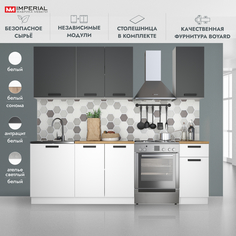 Кухонный гарнитур Империал Ника Нео со столешницей Антрацит белый 180х45,7х202,4 Imperial