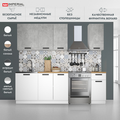 Кухонный гарнитур Империал Ника Нео Ателье светлый белый 180х45,7х202,4 Imperial