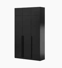 Шкаф распашной QualisMebel Пакс Форсанд 3, 1300х550х2300, Черный