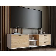 Тумба под ТВ Парус-9 Белый / Дуб крафт золотой No Brand