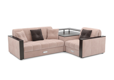 Диван угловой аккордеон Прага микровелюр бежевый МАРС