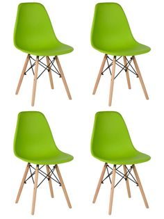 Стул для кухни СтулБержи EAMES DSW, деревянные ножки, 4 шт., зеленый