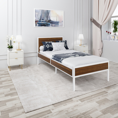 Кровать Solarius Лофт KOMP90loft-temd-white-orto темный дуб 90х200