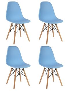 Стул для кухни СтулБержи EAMES DSW, деревянные ножки, 4 шт., голубой