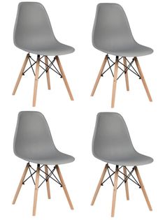 Стул для кухни СтулБержи EAMES DSW, деревянные ножки, 4 шт., темно-серый