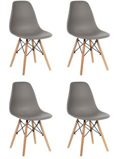 Стул для кухни СтулБержи EAMES DSW, деревянные ножки, 4 шт., серо-коричневый