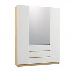 Шкаф распашной QualisMebel Грааль Extra, 2000х700х2400, Дуб Сонома/Белый