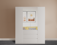 Шкаф распашной QualisMebel Грааль Extra, 1600х600х2100, Белый