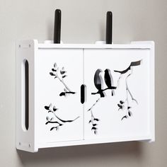 Полка настенная ABC Decor для роутера Wi-Fi Птички, белый, 35х26х9 см