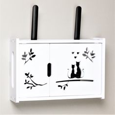 Полка настенная ABC Decor для роутера Wi-Fi Котики, белый, 32х7х21 см