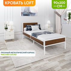 Кровать Solarius Лофт KOMP90loft-temd-white темного дуба 90х200