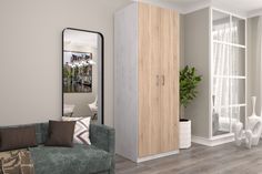 Шкаф FURNISTYLE Лайф 80х60х215 Северное дерево/Дуб Сонома