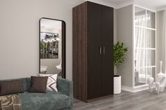 Шкаф FURNISTYLE Лайф 80х60х215 Дуб экспрессив/Венге