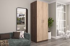 Шкаф FURNISTYLE Лайф 80х60х215 Дуб экспрессив/Дуб сонома