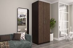 Шкаф FURNISTYLE Лайф 80х60х215 Венге/Дуб экспрессив