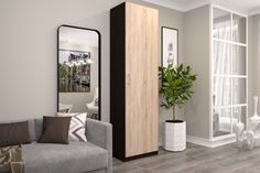 Шкаф FURNISTYLE Лайф 60х40х215 Венге/Дуб сонома