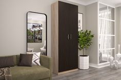 Шкаф FURNISTYLE Лайф 80х40х215 Дуб сонома/Венге