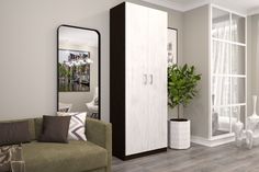 Шкаф FURNISTYLE Лайф 80х40х215 Венге/Северное дерево