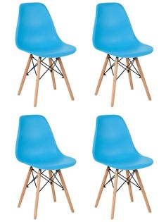 Стул для кухни СтулБержи EAMES DSW, деревянные ножки, 4 шт., бирюзовый